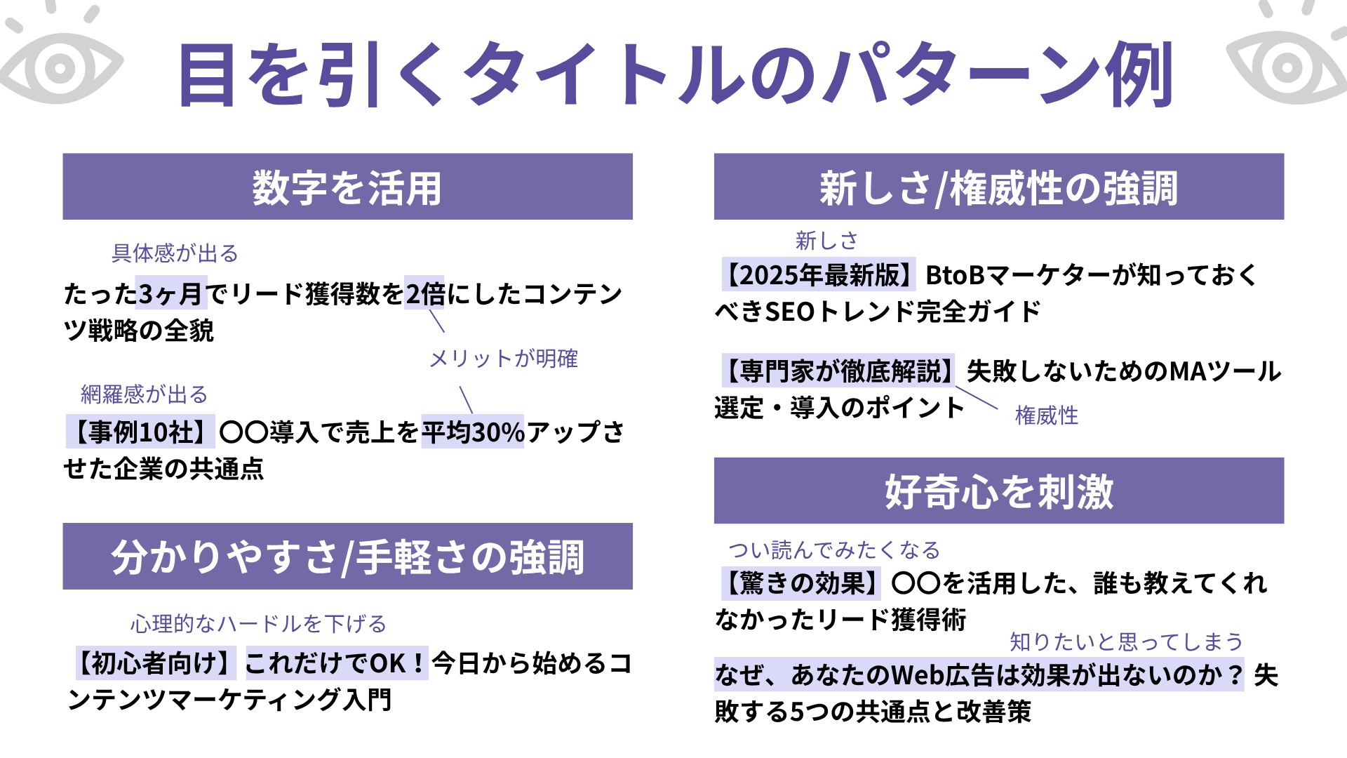 図解4　目を引くタイトルのパターン例